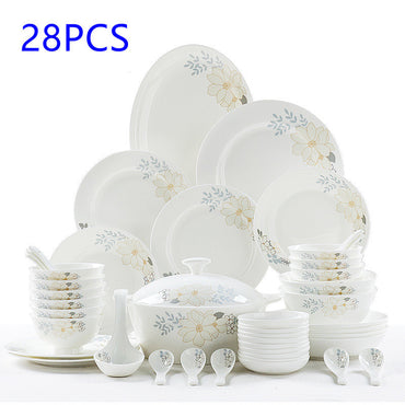 Bone China Tableware Set - European Style Bowls & Plates