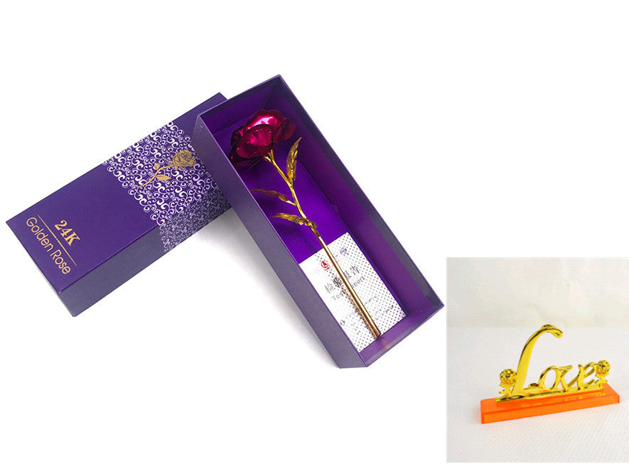 24K Gold Rose Flower Set | Luminous Color Gift for Loved Ones