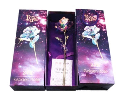 24K Gold Rose Flower Set | Luminous Color Gift for Loved Ones