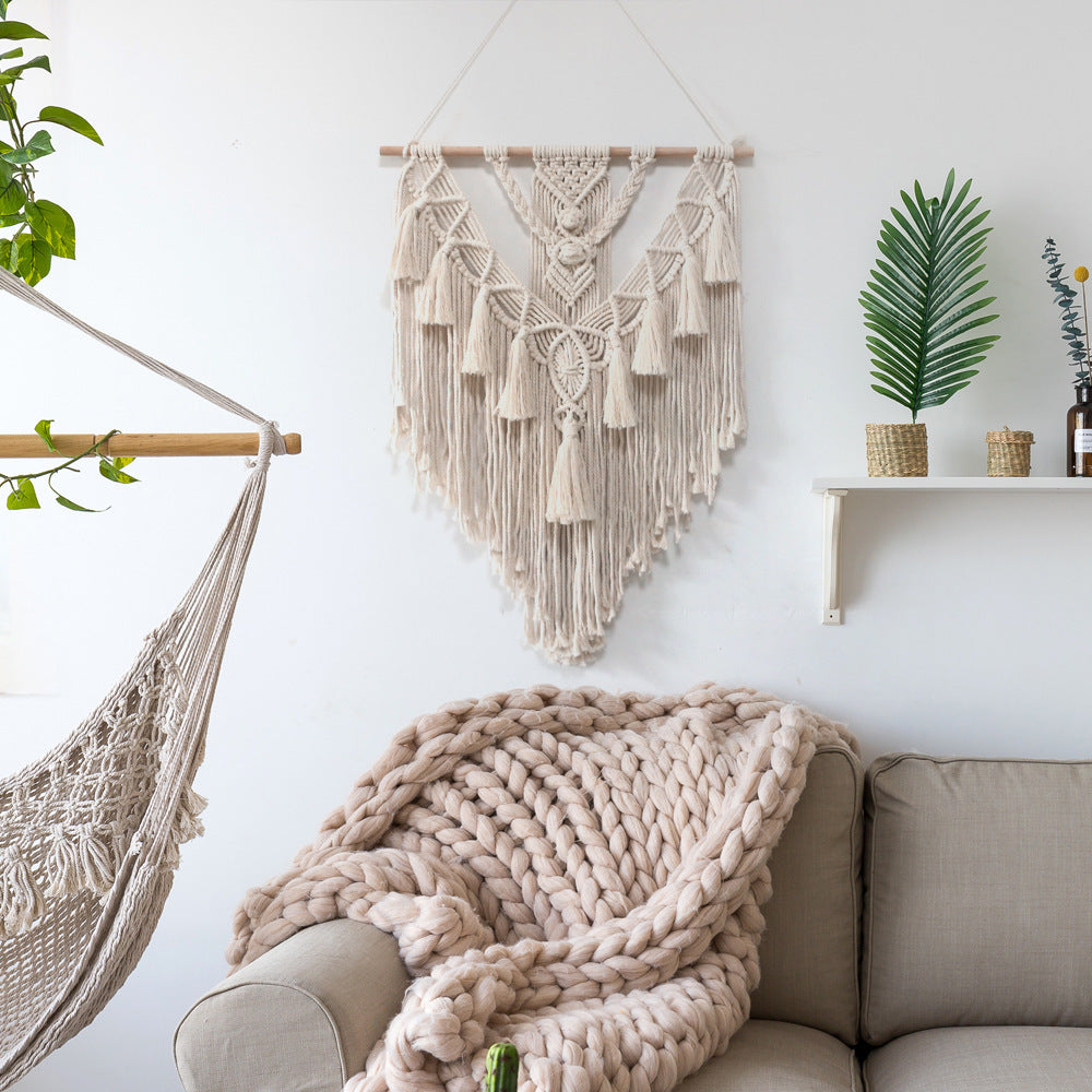 Boho Macrame Wall Hanging - Hand-Woven Tapestry Decor