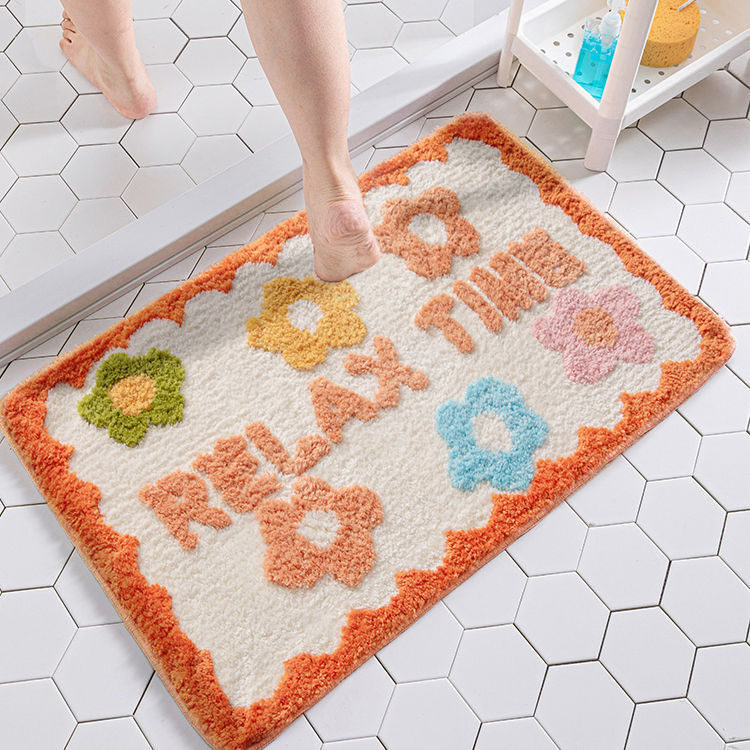 1PC Simple Bathroom Floral Carpet Anti-Slip Area Rug