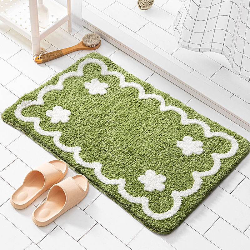 1PC Simple Bathroom Floral Carpet Anti-Slip Area Rug