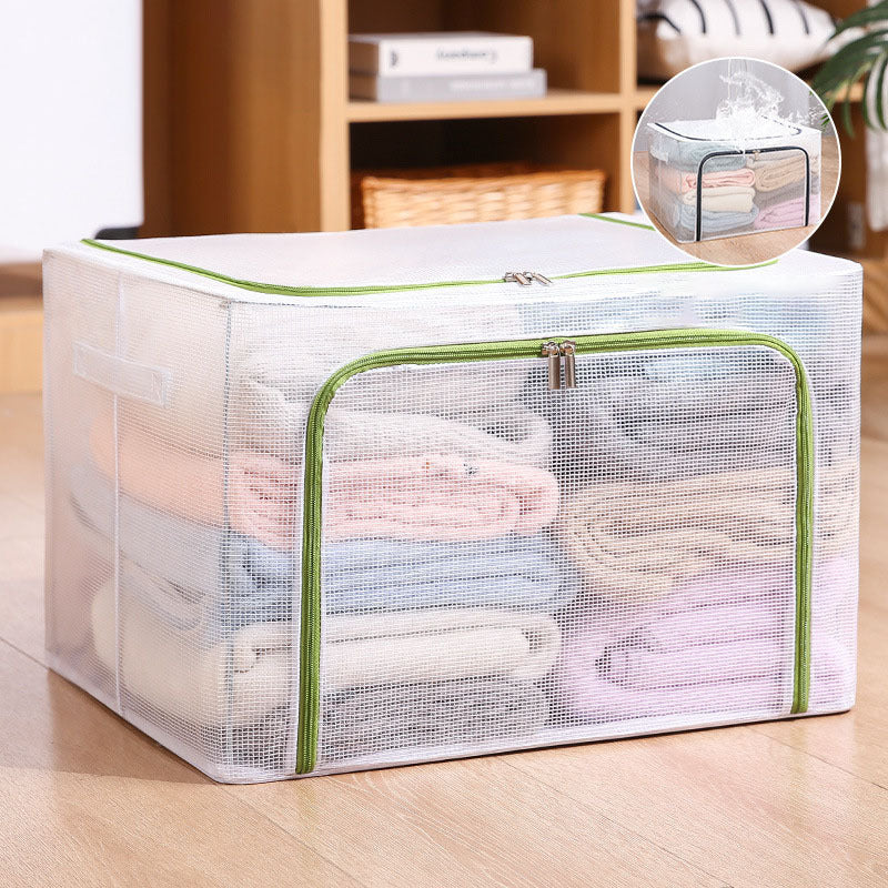 Nylon Mesh Storage Box Steel Frame Breathable Clothes Folding Storage Box Large Quilt Moving Storage Box Waterproof