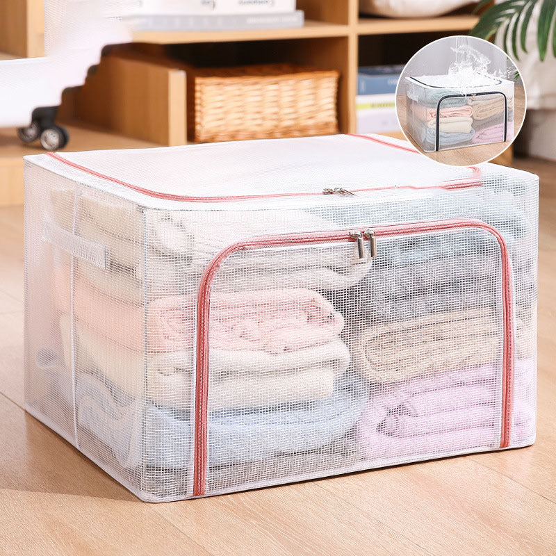 Nylon Mesh Storage Box Steel Frame Breathable Clothes Folding Storage Box Large Quilt Moving Storage Box Waterproof