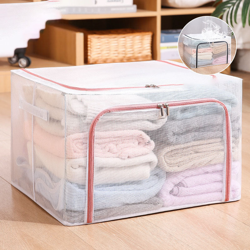 Nylon Mesh Storage Box Steel Frame Breathable Clothes Folding Storage Box Large Quilt Moving Storage Box Waterproof