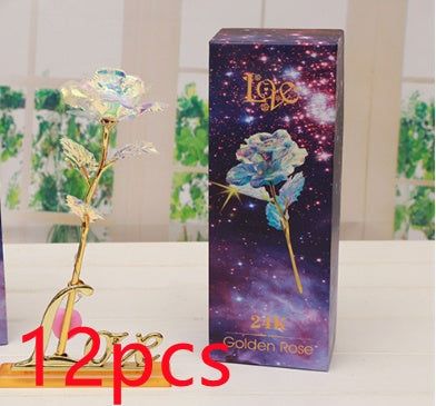 24K Gold Rose Flower Set | Luminous Color Gift for Loved Ones