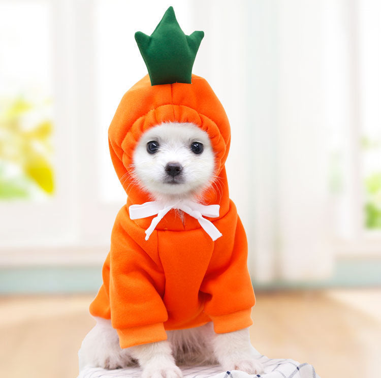 Cute Fruit Dog Hoodie - Winter Fleece Outfit for Small Pets