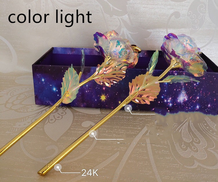 24K Gold Rose Flower Set | Luminous Color Gift for Loved Ones