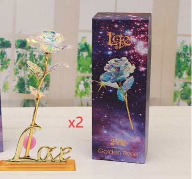 24K Gold Rose Flower Set | Luminous Color Gift for Loved Ones