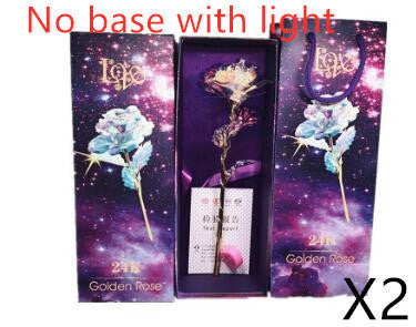 24K Gold Rose Flower Set | Luminous Color Gift for Loved Ones