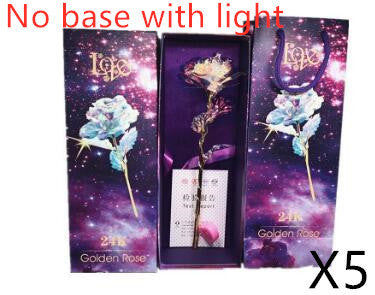 24K Gold Rose Flower Set | Luminous Color Gift for Loved Ones