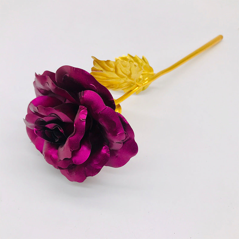 24K Gold Rose Flower Set | Luminous Color Gift for Loved Ones