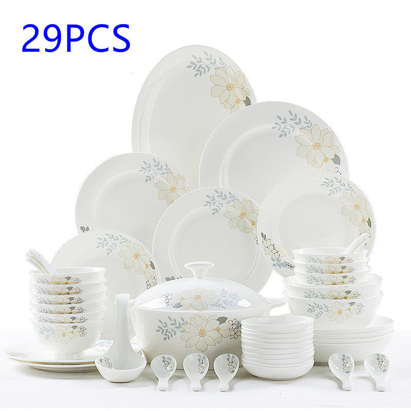 Bone China Tableware Set - European Style Bowls & Plates