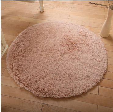 Fluffy Round Rug - Faux Fur Carpet for Living Room & Bedroom