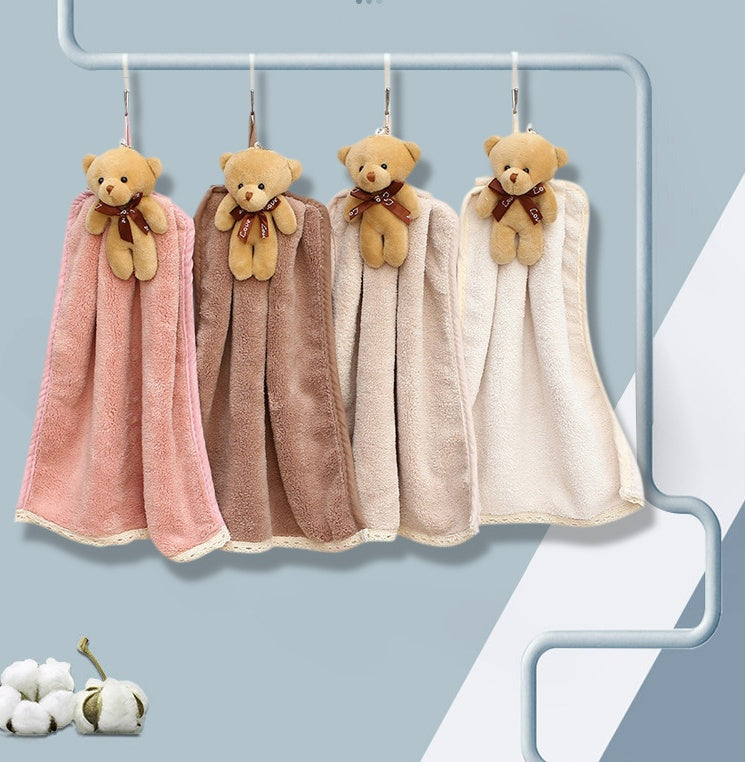 Coral Velvet Hanging Towel - Absorbent Dish & Bathroom Towel