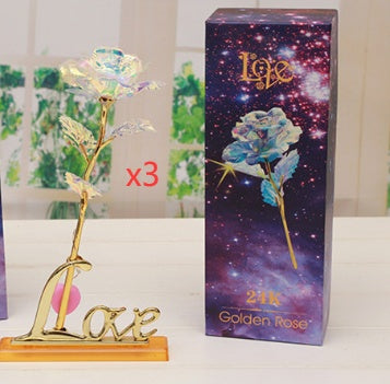 24K Gold Rose Flower Set | Luminous Color Gift for Loved Ones