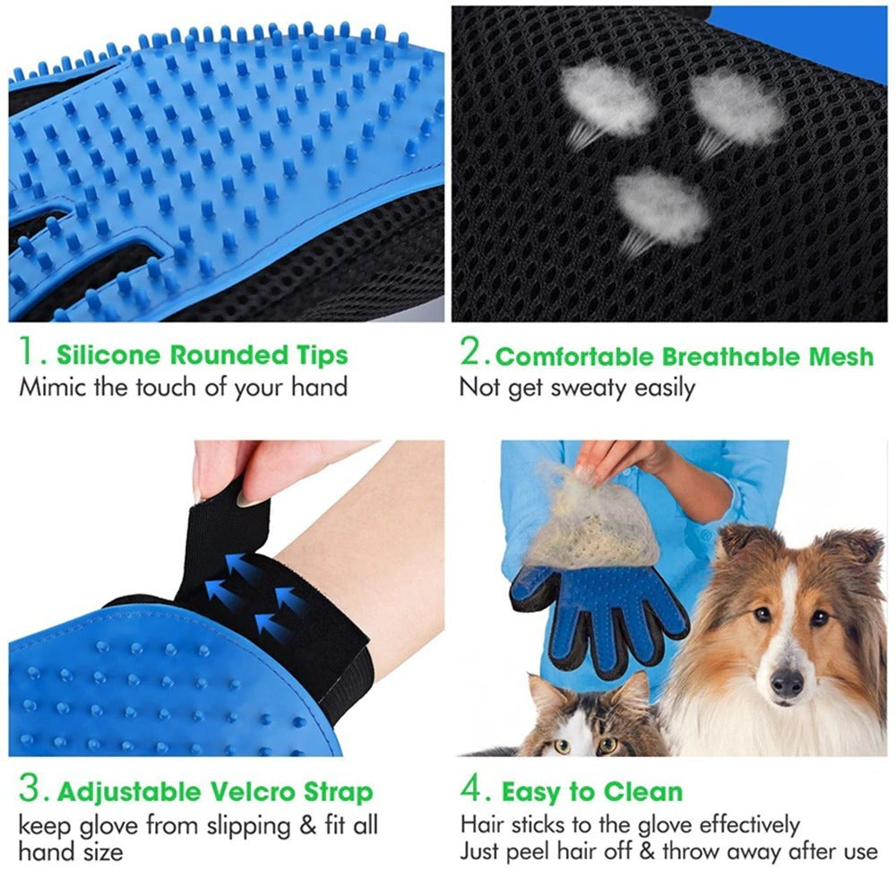 Cat Grooming Glove - Pet Hair Deshedding & Cleaning Brush