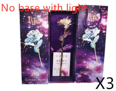 24K Gold Rose Flower Set | Luminous Color Gift for Loved Ones