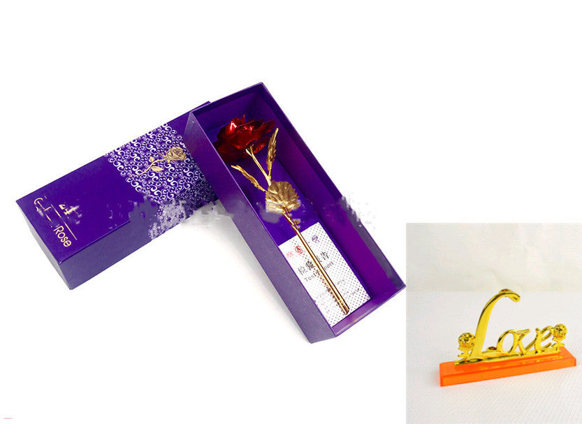 24K Gold Rose Flower Set | Luminous Color Gift for Loved Ones