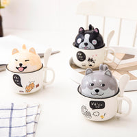 Cartoon Ceramic Mug with Lid & Spoon - Perfect for Office

