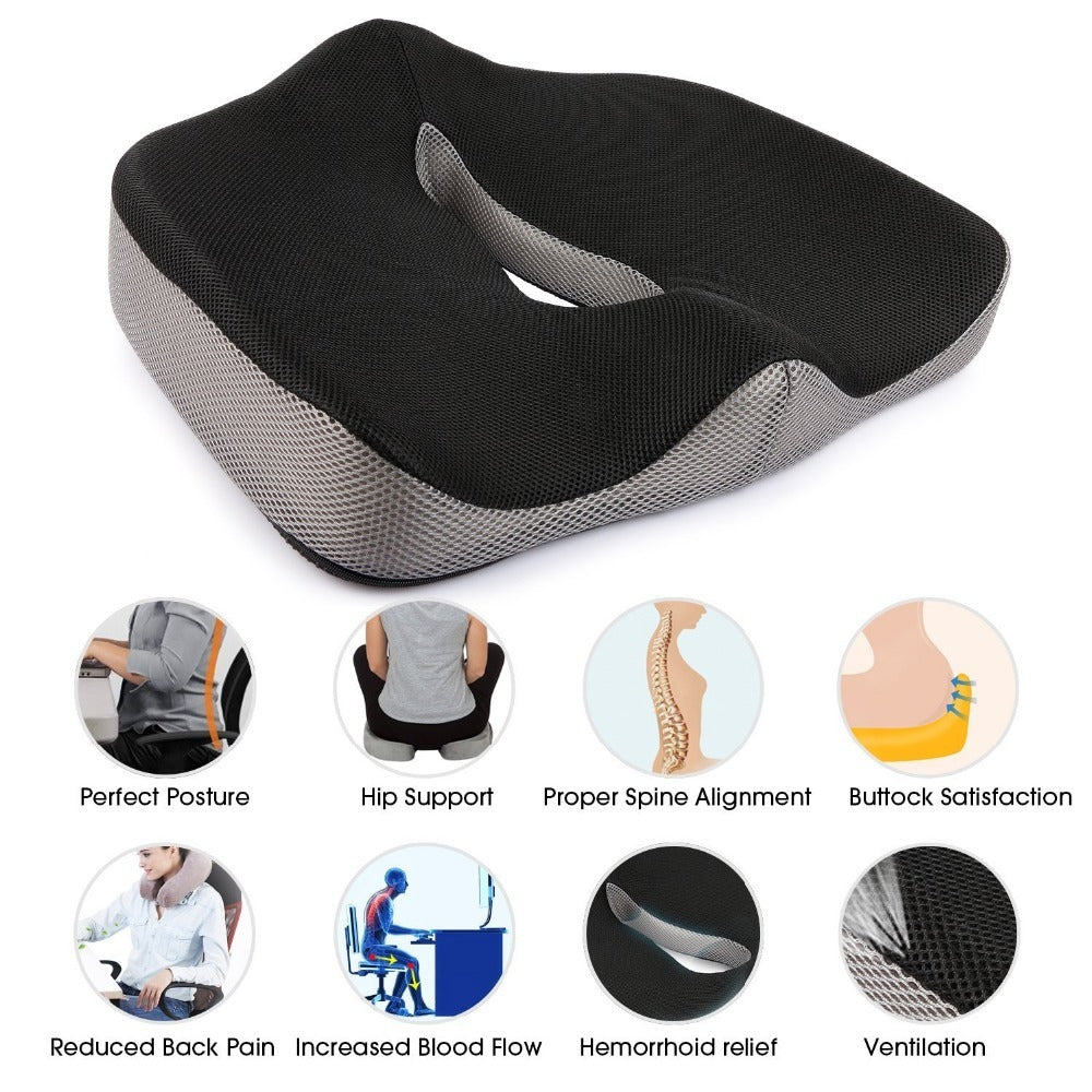 Orthopedic Memory Foam Cushion - Tailbone & Lower Back Support