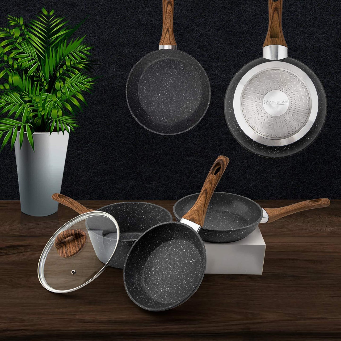 3-Piece Nonstick Frying Pan Set - PFOA-Free Cookware Set