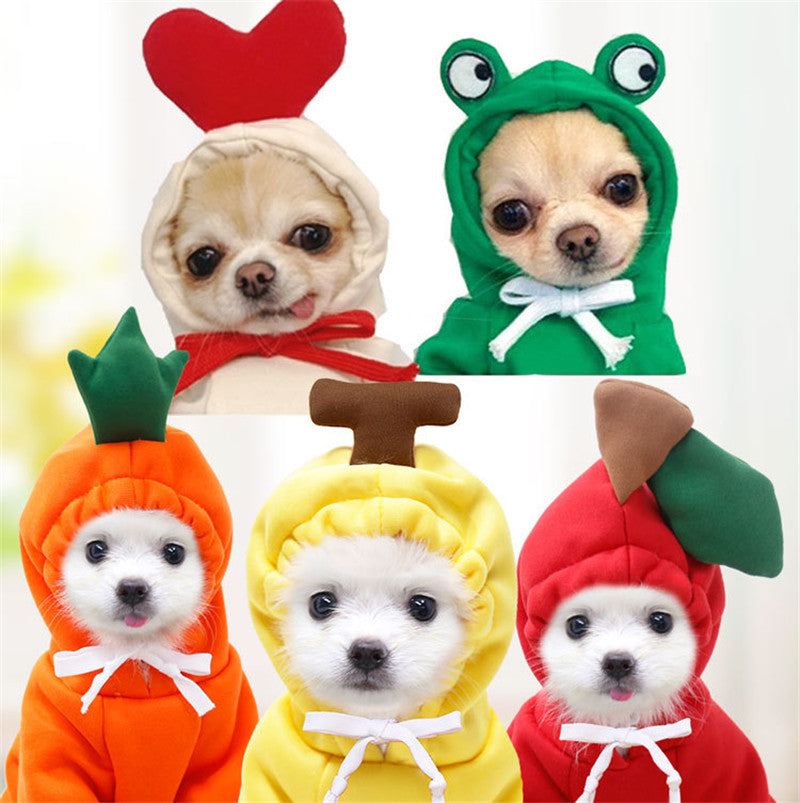 Cute Fruit Dog Hoodie - Winter Fleece Outfit for Small Pets