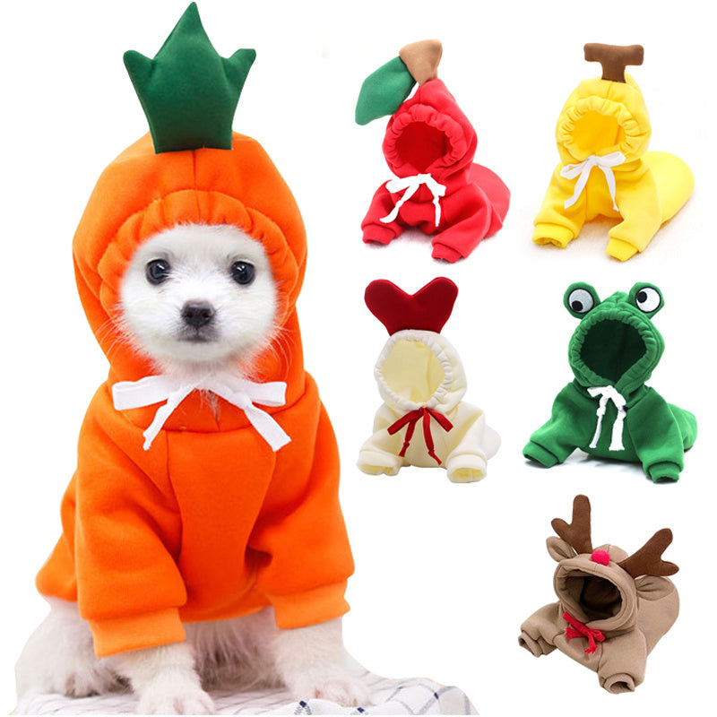 Cute Fruit Dog Hoodie - Winter Fleece Outfit for Small Pets