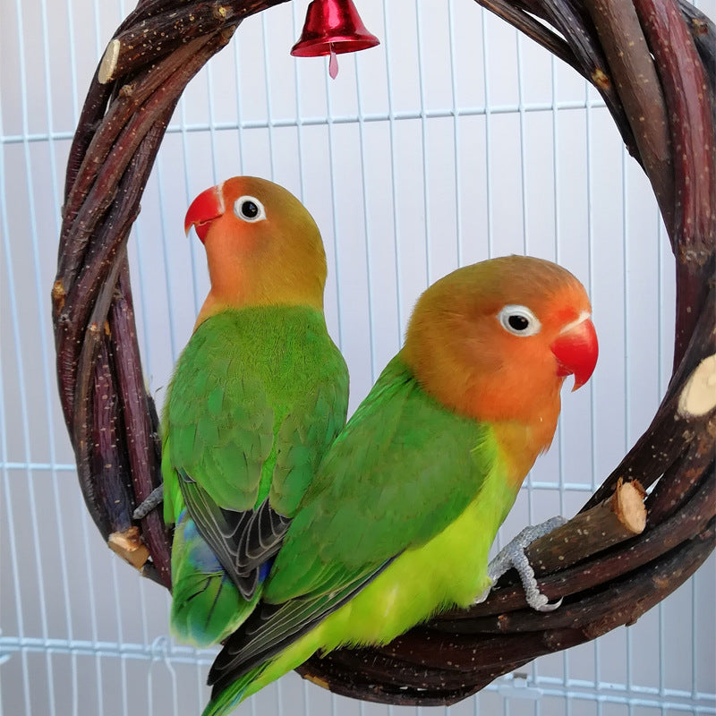 Bird Standing Frame - Rattan Ring Chewing Toy for Bird Cage