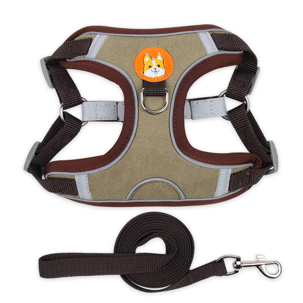 Reflective Dog & Cat Harness - Soft Mesh Chest Strap with Leash